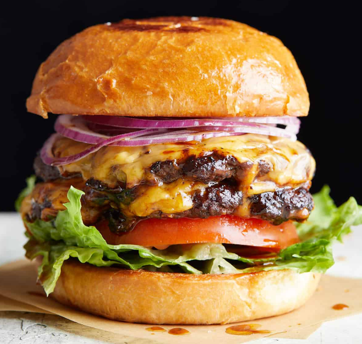 Healthy American Burger (Lettuce, tomato, pickles, onions, buns, patty, cheese)